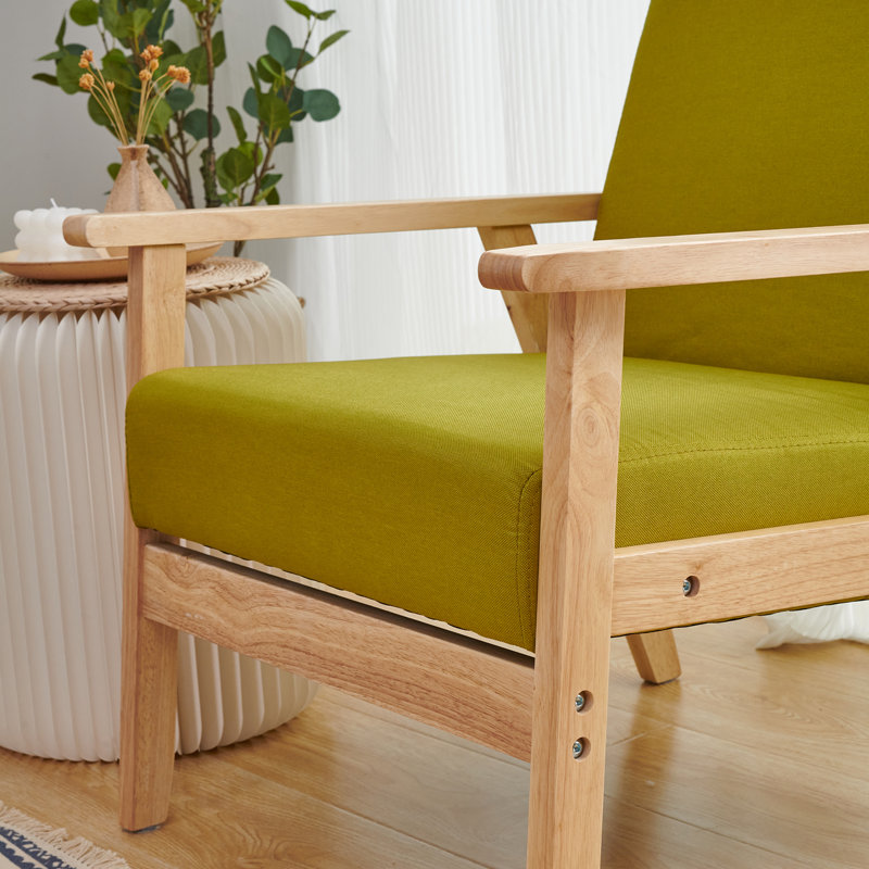 Upholstered Armchair, Green Linen Blend