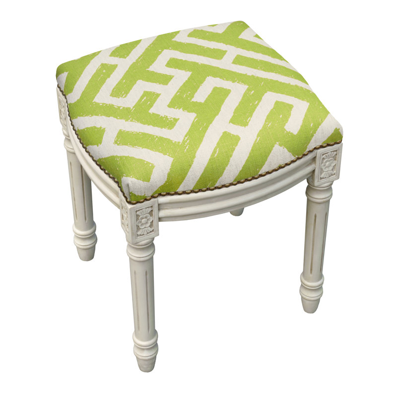 Tabouret de coiffeuse en bois massif Ordaz, Vert chartreuse
