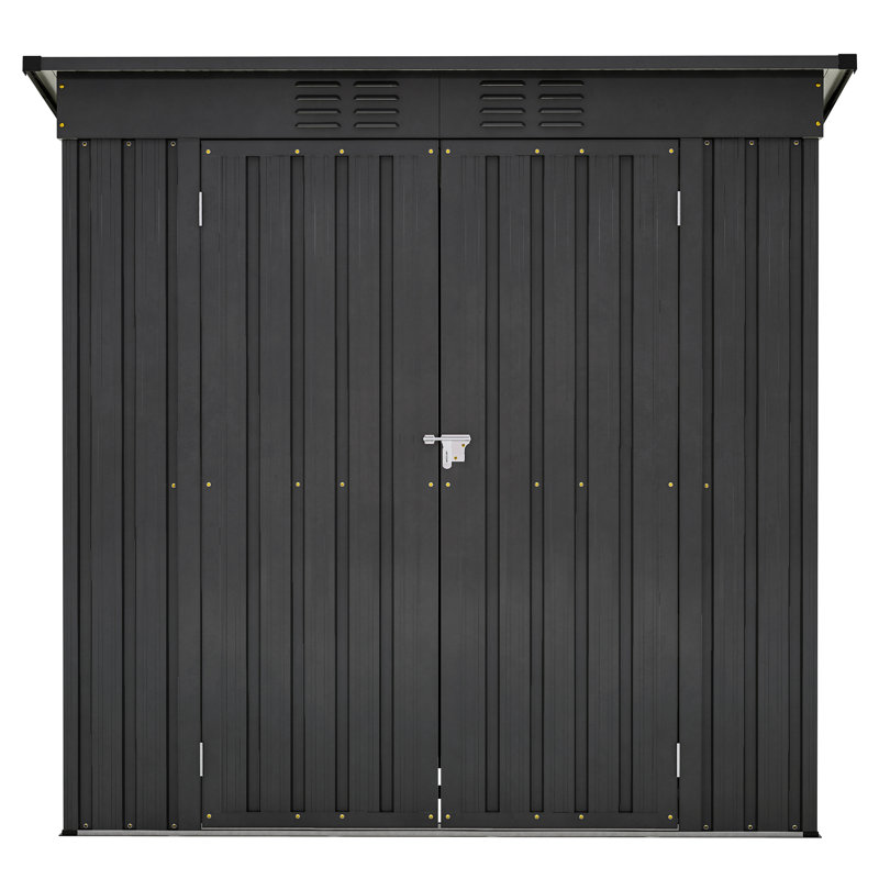 6'X4' All Weather Backyard Tool Shed - Black, Lawn Storage House Structure
