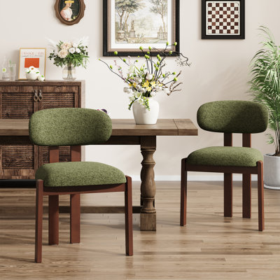 Upholstered Solid Wood Dining Chair with Ergonomic Padded Backrest
