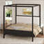 Lit plateforme à baldaquin en bois avec tête de lit tapissier, aucun sommier nécessaire-131125071-131125073