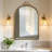 Antique Gold Arched Metal Wall Mirror with Double Swan Sculpture, Vintage Decorative Mirror for Bedroom Livingroom Bathroom