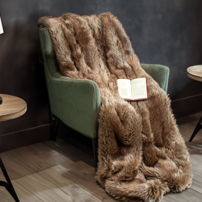 Thomas Collection® Russet Chinchilla Luxury Faux Fur Throw Blanket Assorted Sizes