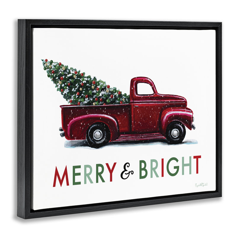 Art mural en toile Merry Bright Christmas par Elizabeth Tyndall, Cadre flottant noir de jais, H 17 po x l 21 po