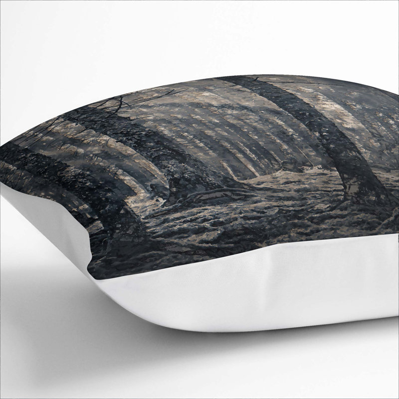 Pine Tree Forest Cushion with Filling, 40cm H x 40cm W x 15cm D, White