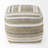 0H White/Taupe/Gray Striped Hemp And Cotton Pouf