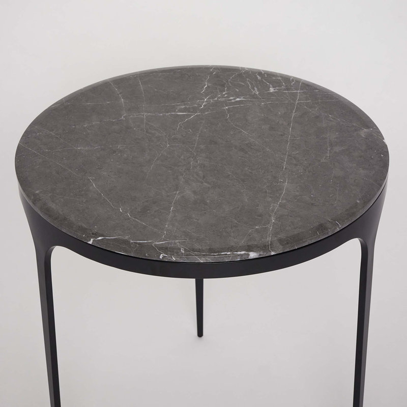 Camilla Marble End Table, Matte Black, Terra Brown, 22" H x 20" W x 20" D
