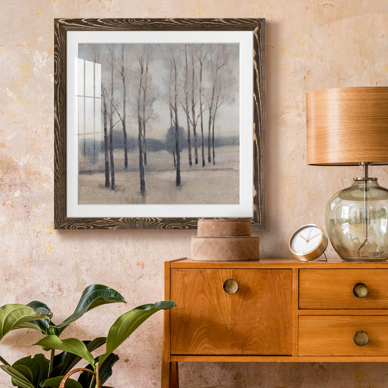 " Soft Light I ", Walnut Framed Paper, 22.5" H x 22.5" W x 1.5" D, White