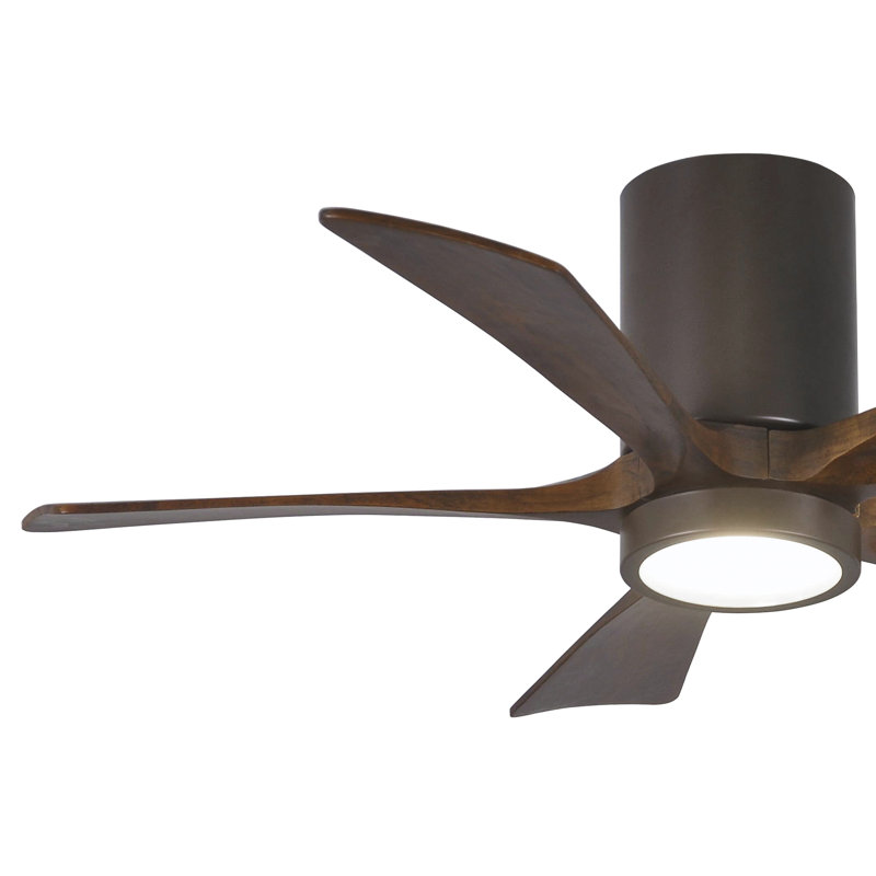Irene Flushmount Light Kit 5 Blade LED Ceiling Fan, Textured Bronze, 42", Walnut Tone