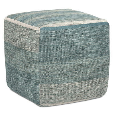 Pouf cubique rembourré en coton tissé à la main l 16 po Naya