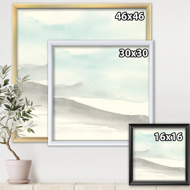 Cadre photo "minimal géométrique zen i" sur toile, H 16 po x l 16 po x P 1 po, Cadre noir