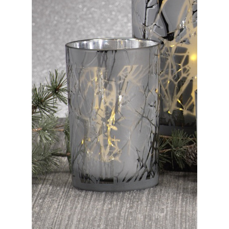 Glass Tabletop Hurricane with Candle Included, 7" H x 4.75" x W x 4.75" D