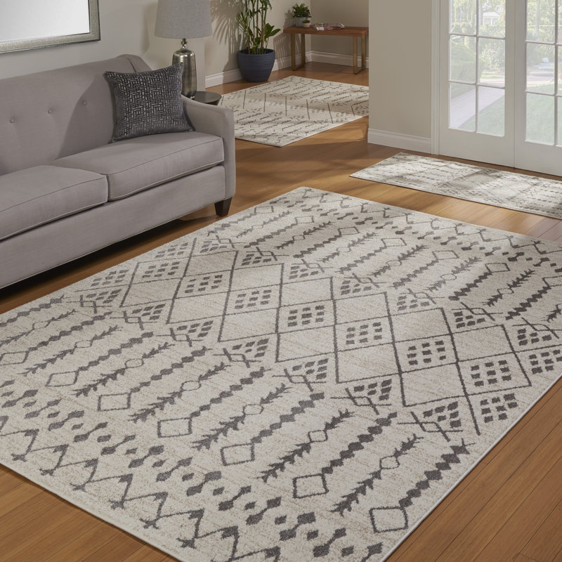 Collection de tapis touffetés en polyester / polypropylène crème / gris Barcelona Drisana