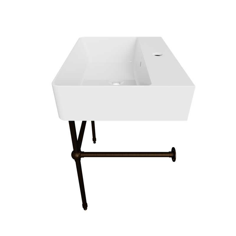 Cheviot Products Nuo 2 17.375'' Rectangular Bathroom Sink with Overflow, White/Antique Bronze