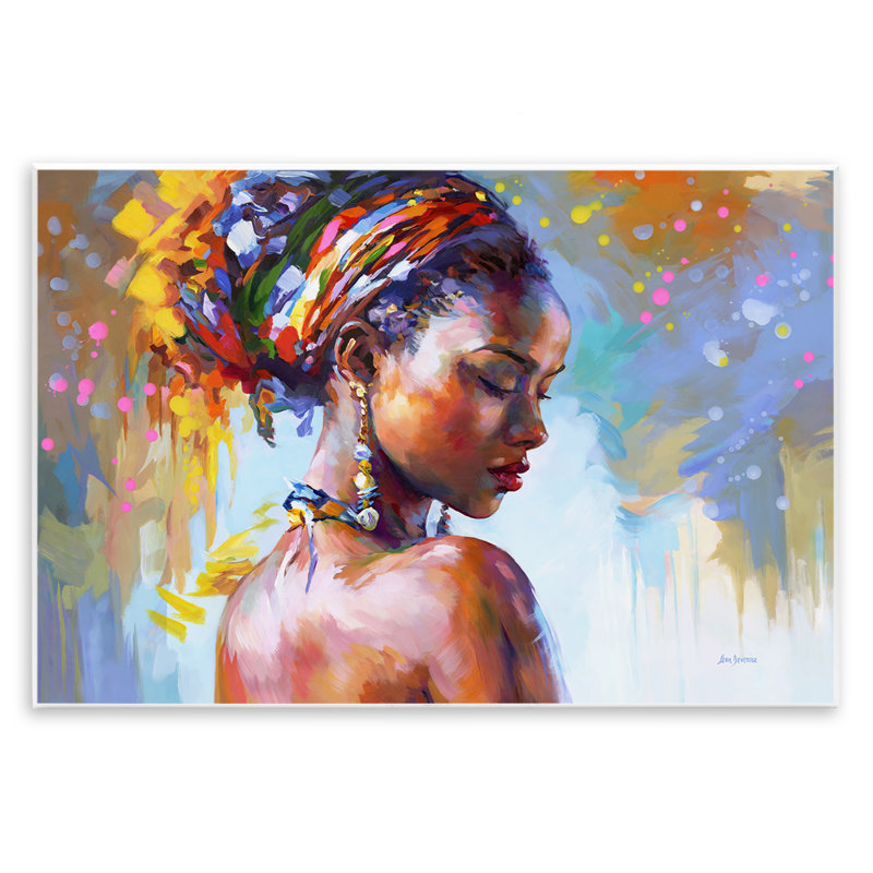 Art africain sur bois par Leon Devenice, H 13 po x l 19 po