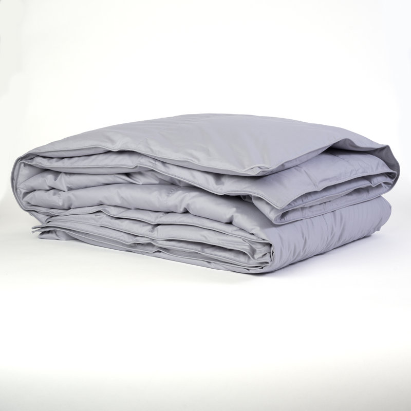 Sateen Baffle Box Stitch Comforter, Queen Comforter, Titanium Gray