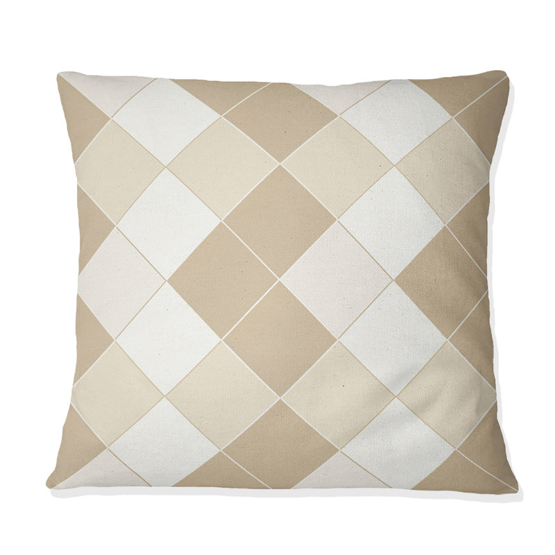 Coussin décoratif moderne beige / beige moderne Argyle, H 18 po x l 18 po