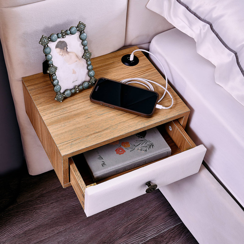 Très grand lit plateforme avec rangement en velours Loxara, Beige