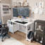 Bureau de 47,3 po avec prise de courant, 2 supports pour écran, 2 tiroirs, pochettes latérales, facile à assembler, stabilité de la structure réversible, utilisation comme bureau à domicile, bureau d'ordinateur, table de jeu-110644358