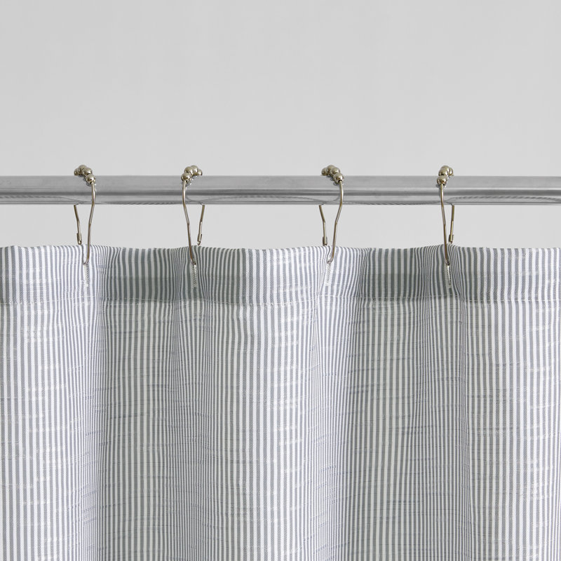 Leon Chambray Ruffle Fabric Shower Curtain, 72" x 72", Dark Gray