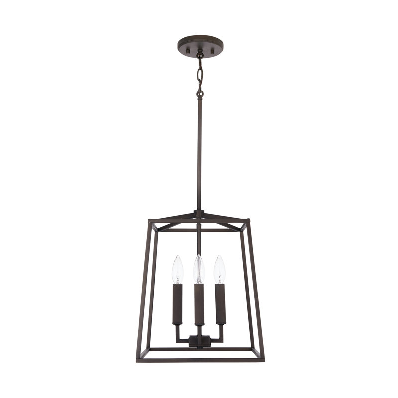 Lustre géométrique à 4 lumières Thea, Bronze huilé, H 21,75 po x l 12 po x P 12 po