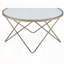 Table basse ronde en verre givré avec base en métal vieilli