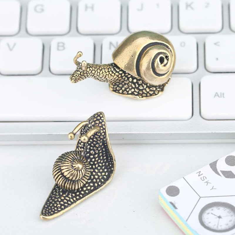 Ensemble de 2 mini figurines d'escargot en laiton