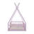 Wood House Bed With Fence-155139456