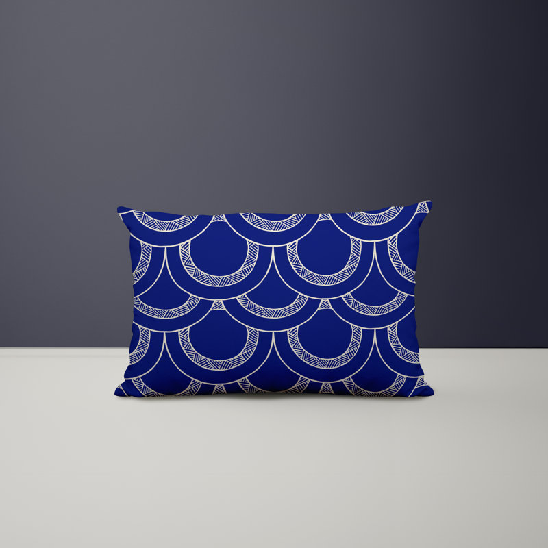 Housse et insert de coussin rectangulaire en polyester pour l'intérieur et l'extérieur, Bleu marine
