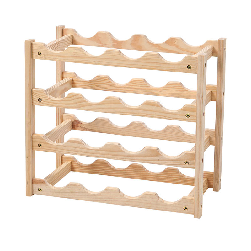 16 Bottle Open Shelving Wine Bottle Rack Wooden