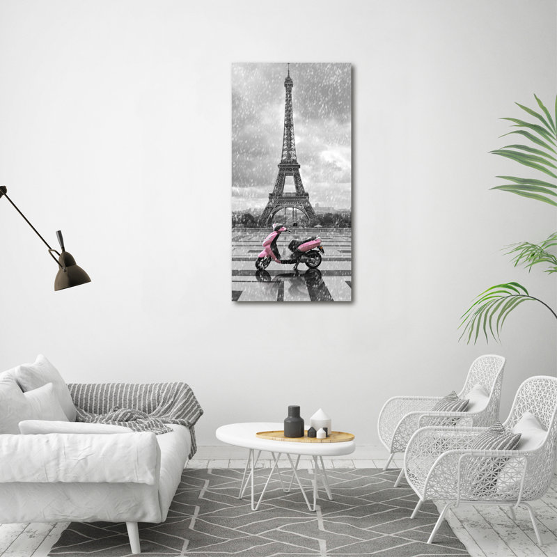 Eiffel Tower Scooter - Wrapped Canvas Print