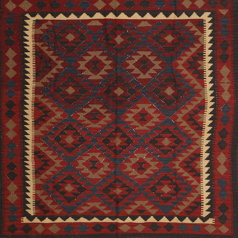 Tapis beige/rouge/brun contemporain, Carré 3 pi