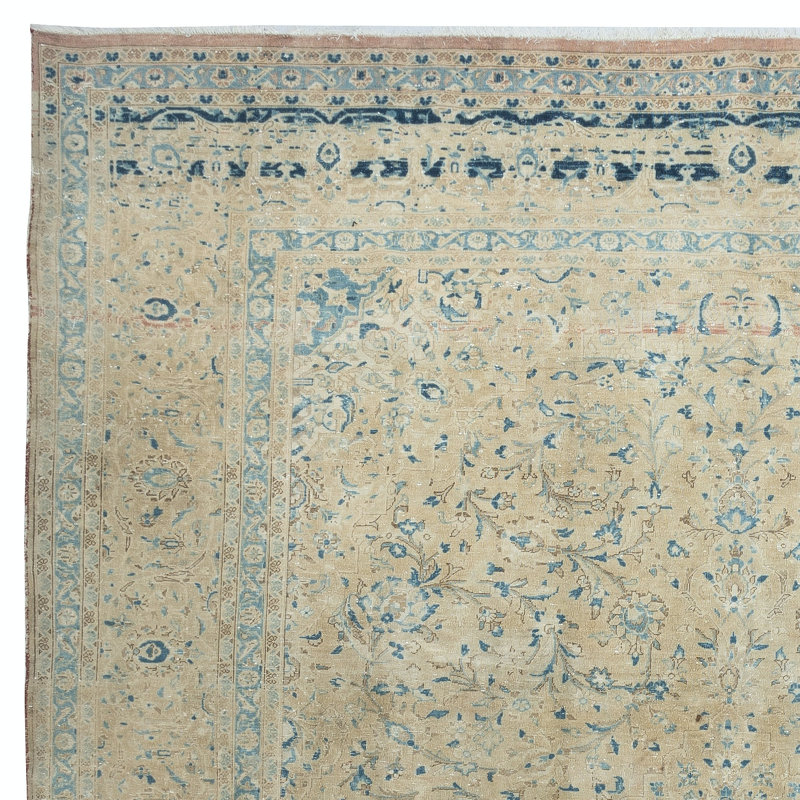 Tapis beige unique de grande taille, unique et fabriqué à la main