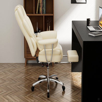 Fauteuil de bureau, grand et grand fauteuil de direction avec repose-pieds, fauteuil d'ordinateur en cuir, fauteuil inclinable ergonomique à haut dossier, grand fauteuil de bureau personnel