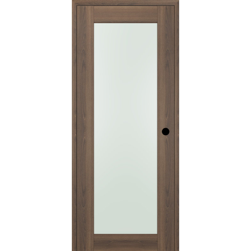Porte standard préfinie en bois manufacturé et en verre Avon 207, 27,75 po x 83,23 po, Pacane, Côté gauche
