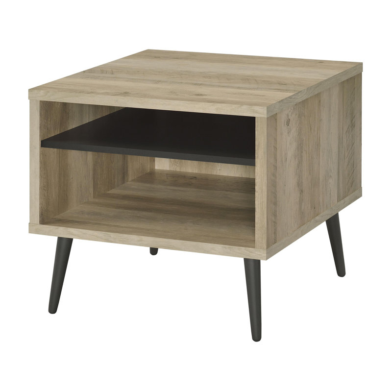 Table de bout carrée en bois d'ingénierie en pin antique