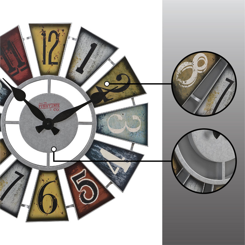 Multicolor Numeral Windmill 24" Farmhouse Wall Clock
