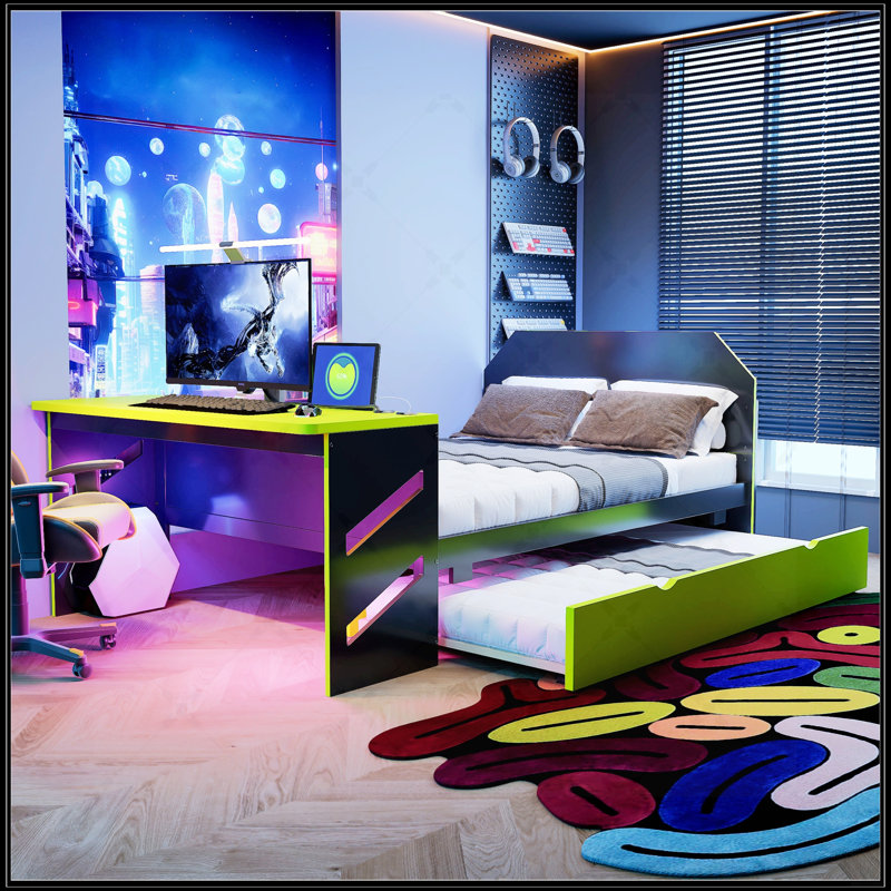 Full Size Wood Daybed With Twin Trundle, Desk, And USB Port For Space-Saving And Multifunctional Use