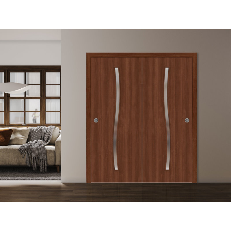 Panneau de porte à dalle - ESSENTIAL 8002 - Portes en placage de bois - Penderie coulissante, 36 po x 84 po, Noyer Franko