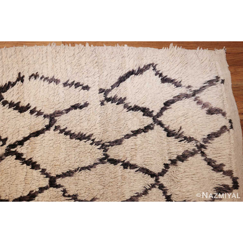 Tapis marocain rétro à poils longs Beni Ourain