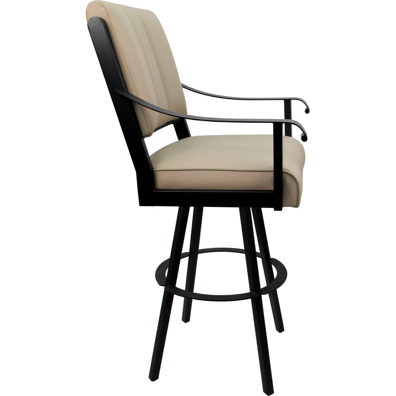 Leather Swivel Metal Counter Bar Stool 26" Seat, Counter Stool (26" Seat Height), Black, Tan