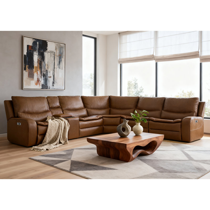 Canapé modulaire inclinable électrique en similicuir 6 pièces, 2 fauteuils inclinables électriques avec charge sans fil et lampe de lecture, appui-tête électrique