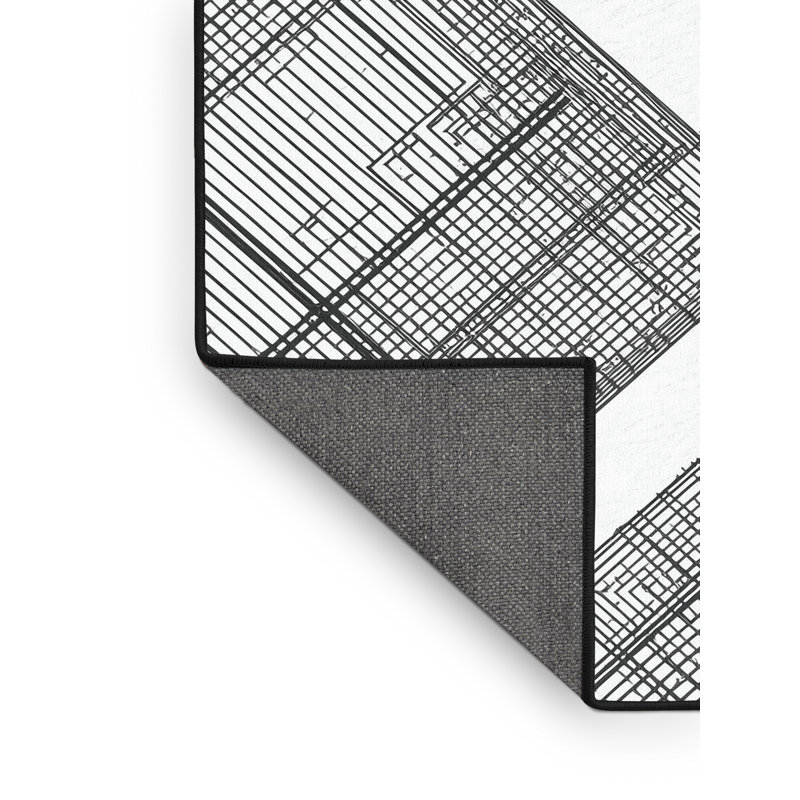 Tapis bleu moelleux doux et moelleux à motif géométrique moderne et élégant Narberth, 6 X 9