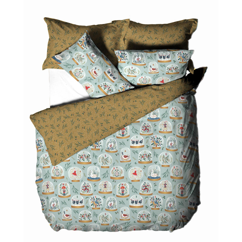 Cotton Blend Abstract Duvet Cover Set with Pillowcases, Blue, Double - 2 Standard Pillowcases