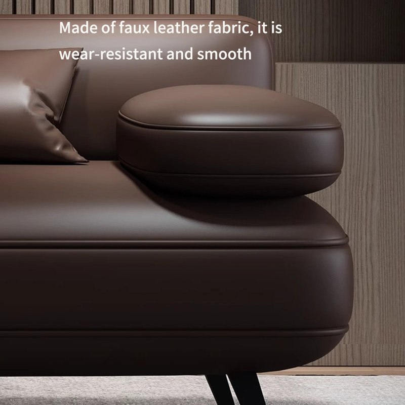 Chaise longue élégante et simple en similicuir, Brun, Orienté à droite