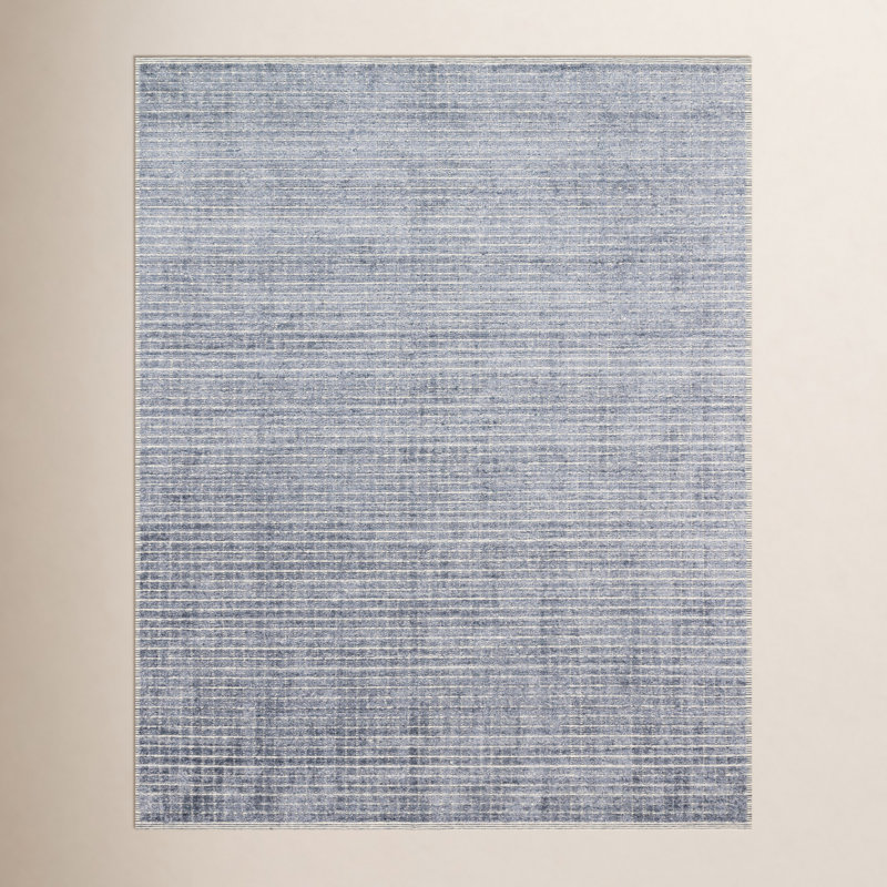 Tapis géométrique en denim fabriqué à la main Shenade, Rectangle 5 pi 6 po x 8 pi 6 po