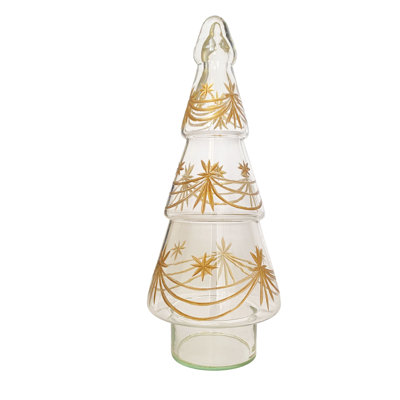 Sculpture d'arbre en verre doré gravé à la main