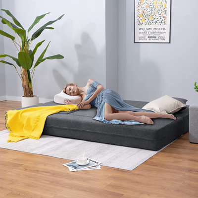 Queen 80" Wide Velvet Pillow Back Convertible Sofa（Two pillows are not included））