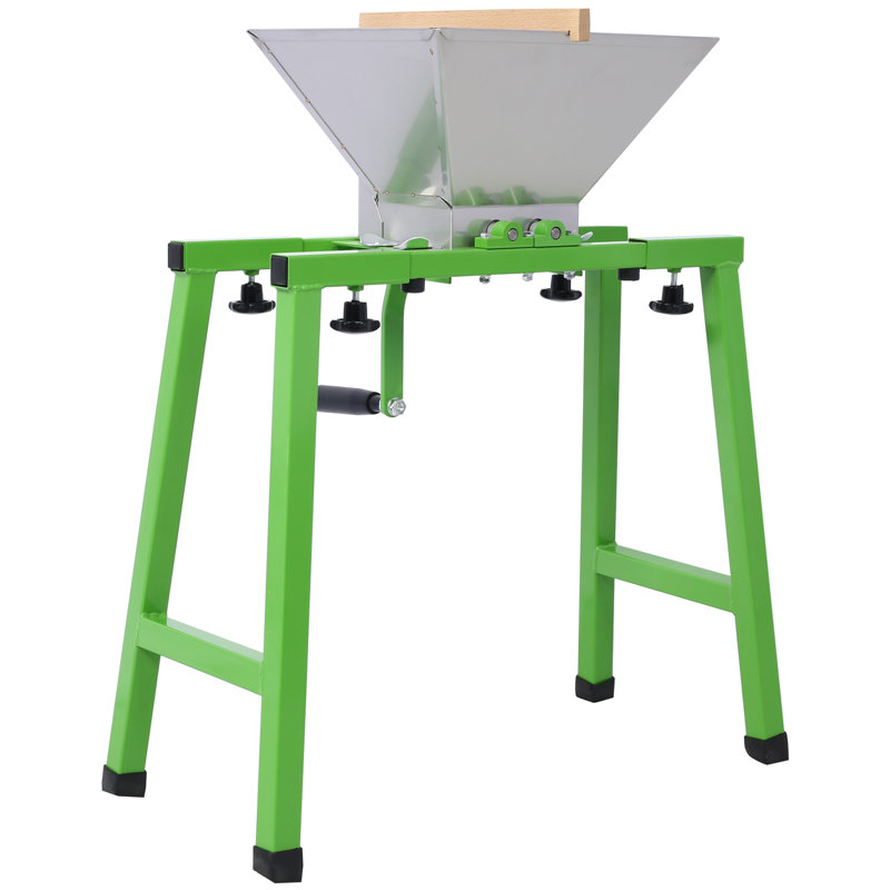 7l Manual Fruit Crusher With Stand & Wheel, Portable Apple Cider Press Grinder, Heavy Duty Stainless Steel Fruit Scratter Pulper For Wine And Cider Making