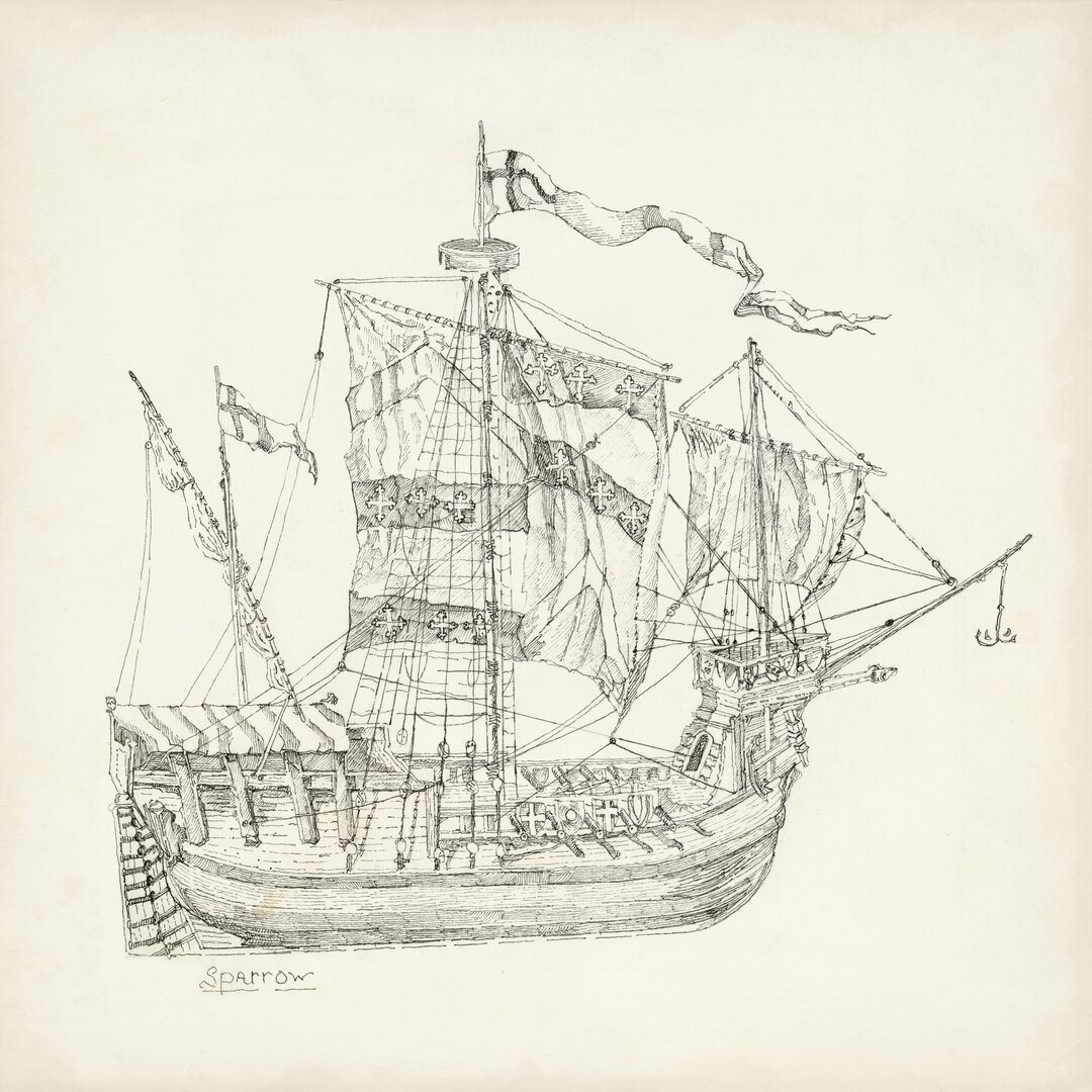 Leinwandbild Antique Ship Sketch VIII von Richard Foust